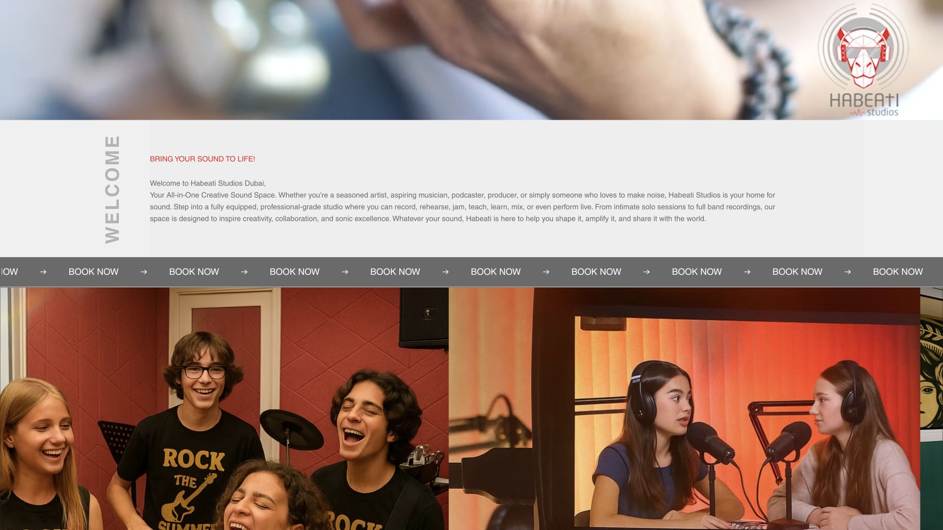 Habeati Studios homepage on a laptop